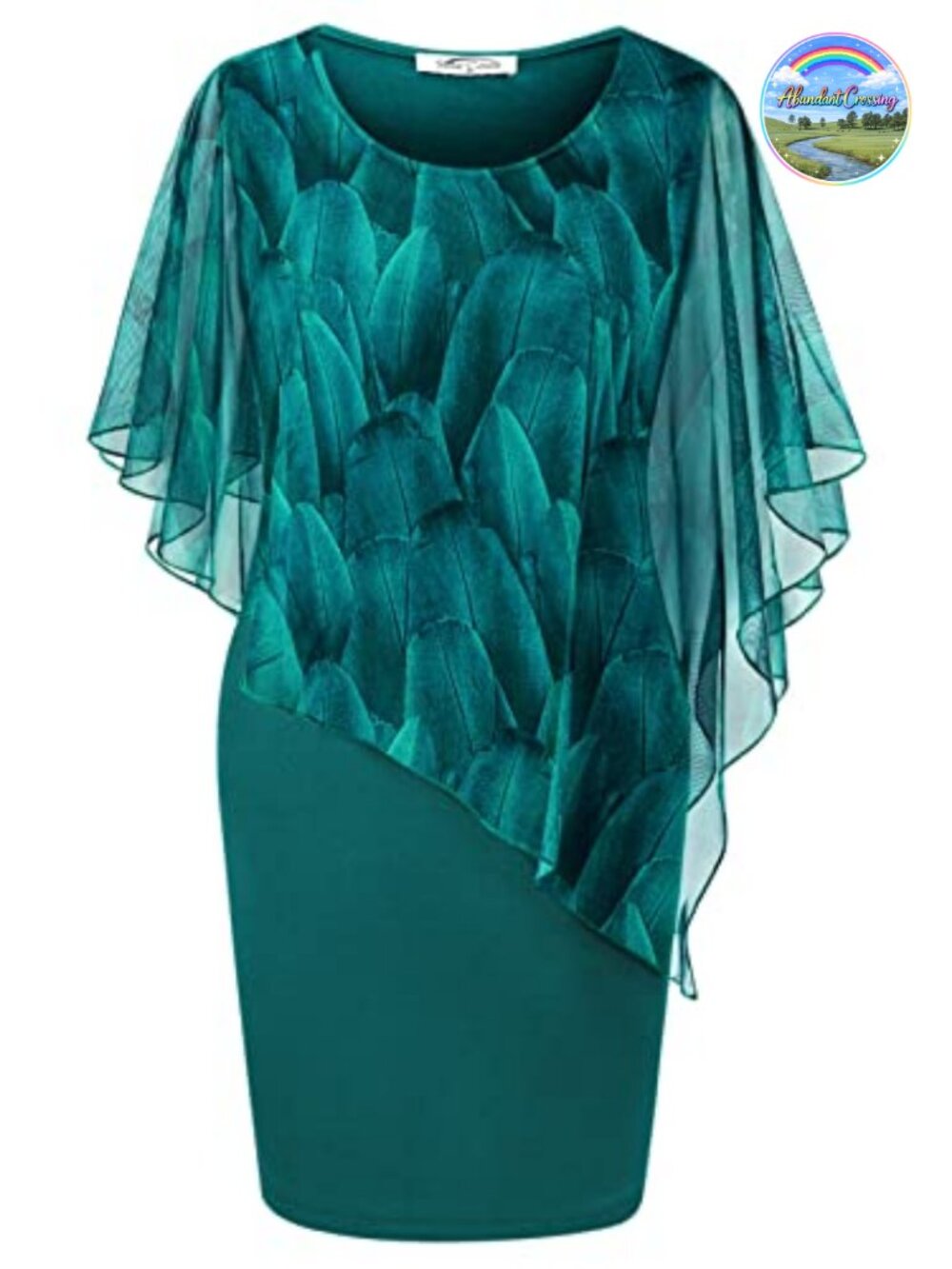 Mesh Cape Overlay Bodycon Pencil Dress Wedding Guest Knee Length Formal